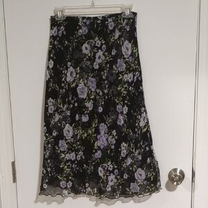 Vintage Purple Floral Midi Skirt